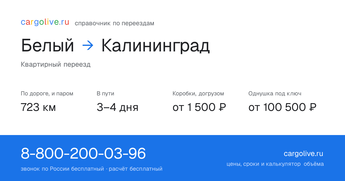 Переезд из Белого в Калининград: 723 км по дороге и паром, 3–4 дня в пути, от 2 000 ₽