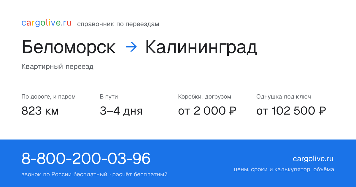 Переезд из Беломорска в Калининград: 823 км по дороге и паром, 3–4 дня в пути, от 2 000 ₽