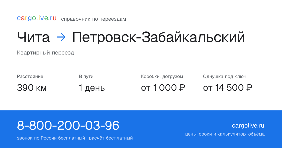 Переезд из Читы в Петровск-Забайкальский: 390 км, 1 день в пути, от 2 000 ₽