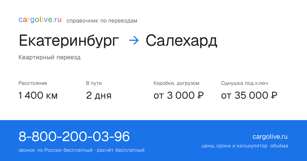 Переезд из Екатеринбурга в Салехард: 1 400 км, 2 дня в пути, от 3 000 ₽