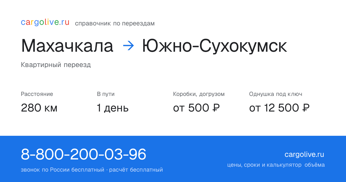 Переезд из Махачкалы в Южно-Сухокумск: 280 км, 1 день в пути, от 2 000 ₽