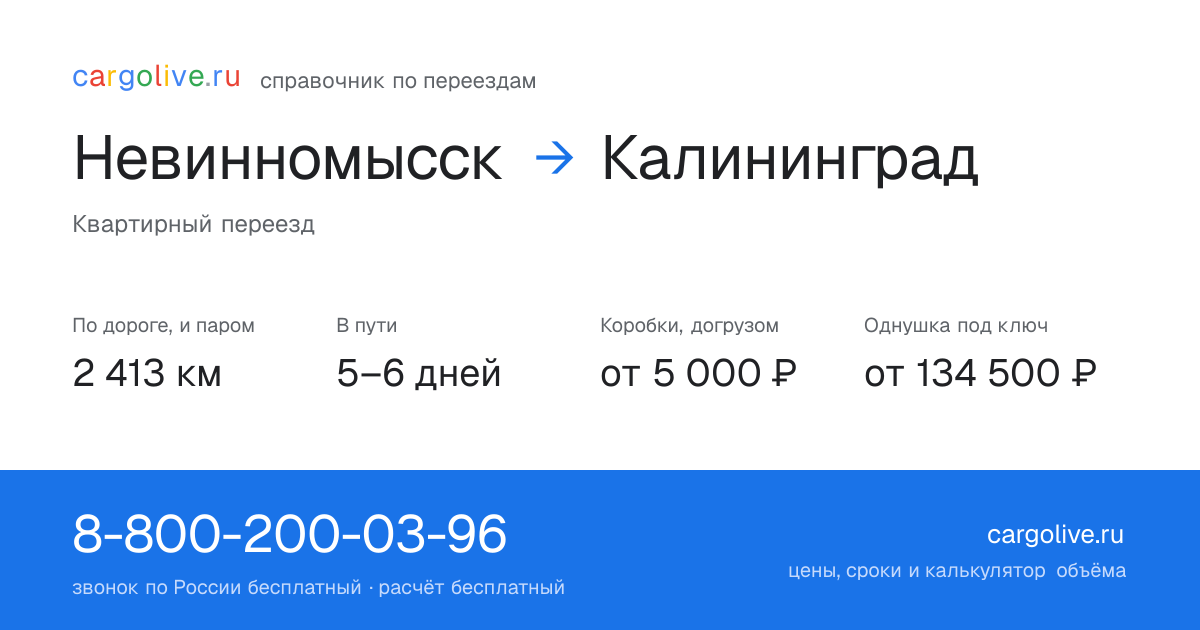 Переезд из Невинномысска в Калининград: 2 413 км по дороге и паром, 5–6 дней в пути, от 5 000 ₽