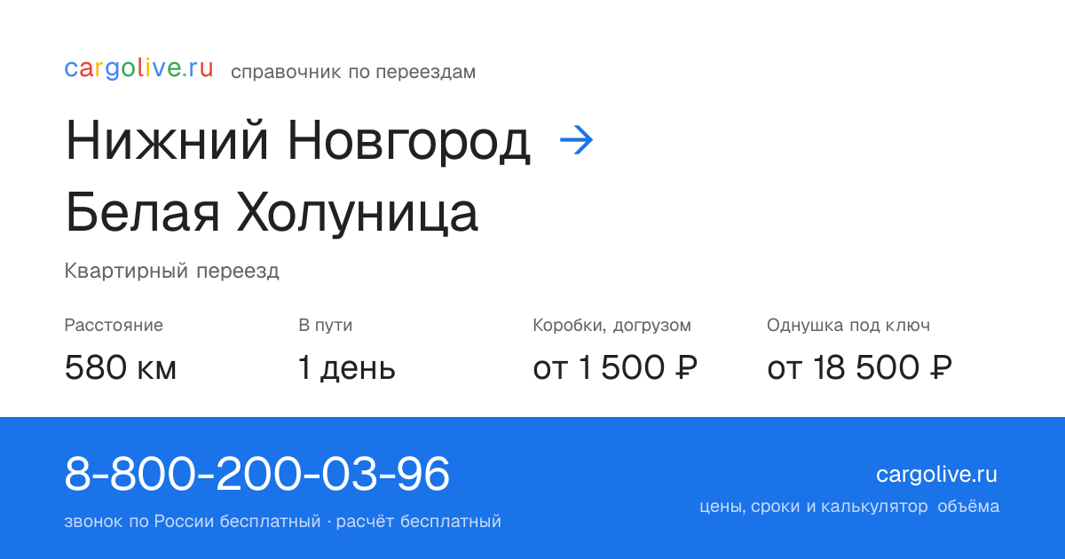 Переезд из Нижнего Новгорода в Белую Холуницу: 580 км, 1 день в пути, от 2 000 ₽