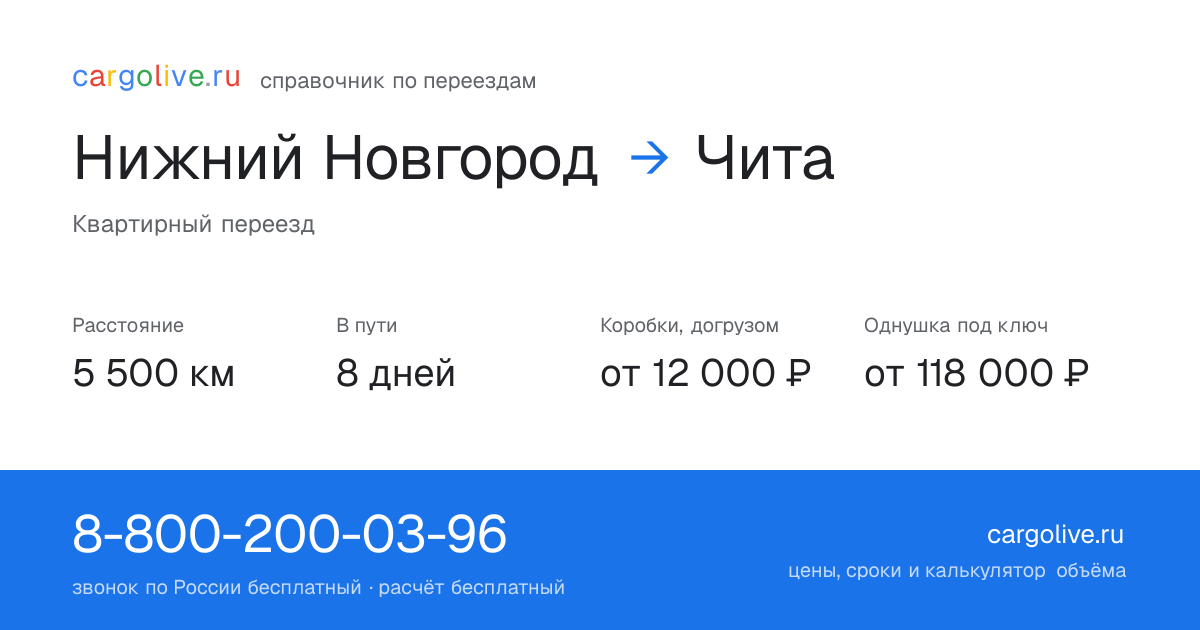 Переезд из Нижнего Новгорода в Читу: 5 500 км, 8 дней в пути, от 12 000 ₽