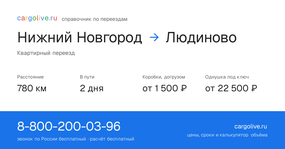 Переезд из Нижнего Новгорода в Людиново: 780 км, 2 дня в пути, от 2 000 ₽