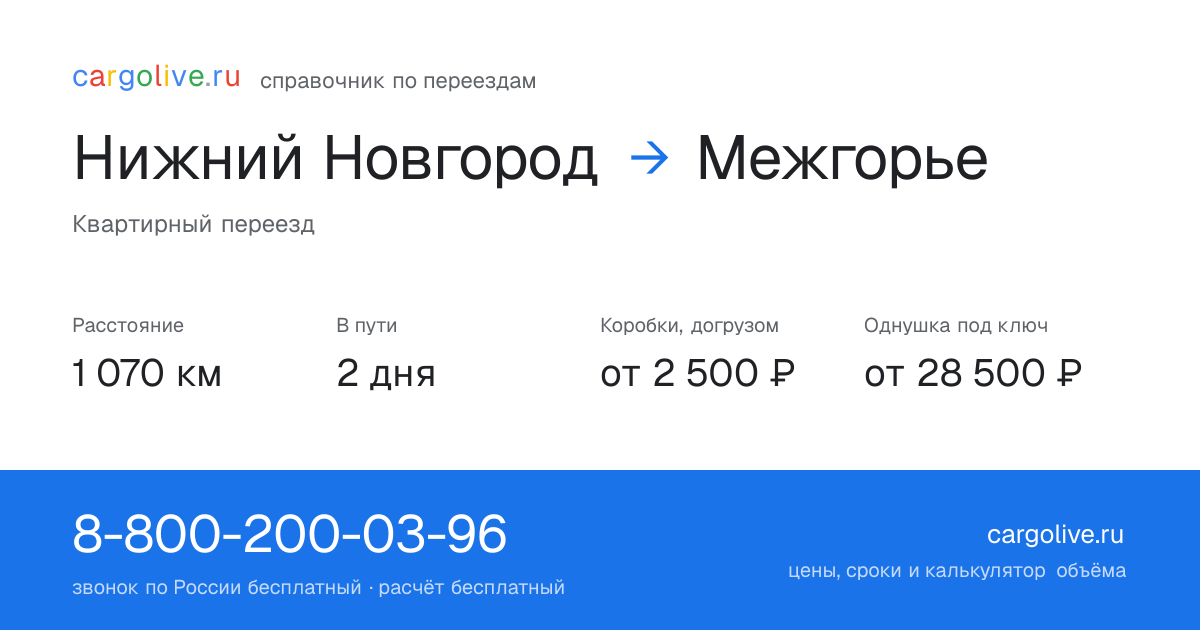 Переезд из Нижнего Новгорода в Межгорье: 1 070 км, 2 дня в пути, от 2 500 ₽