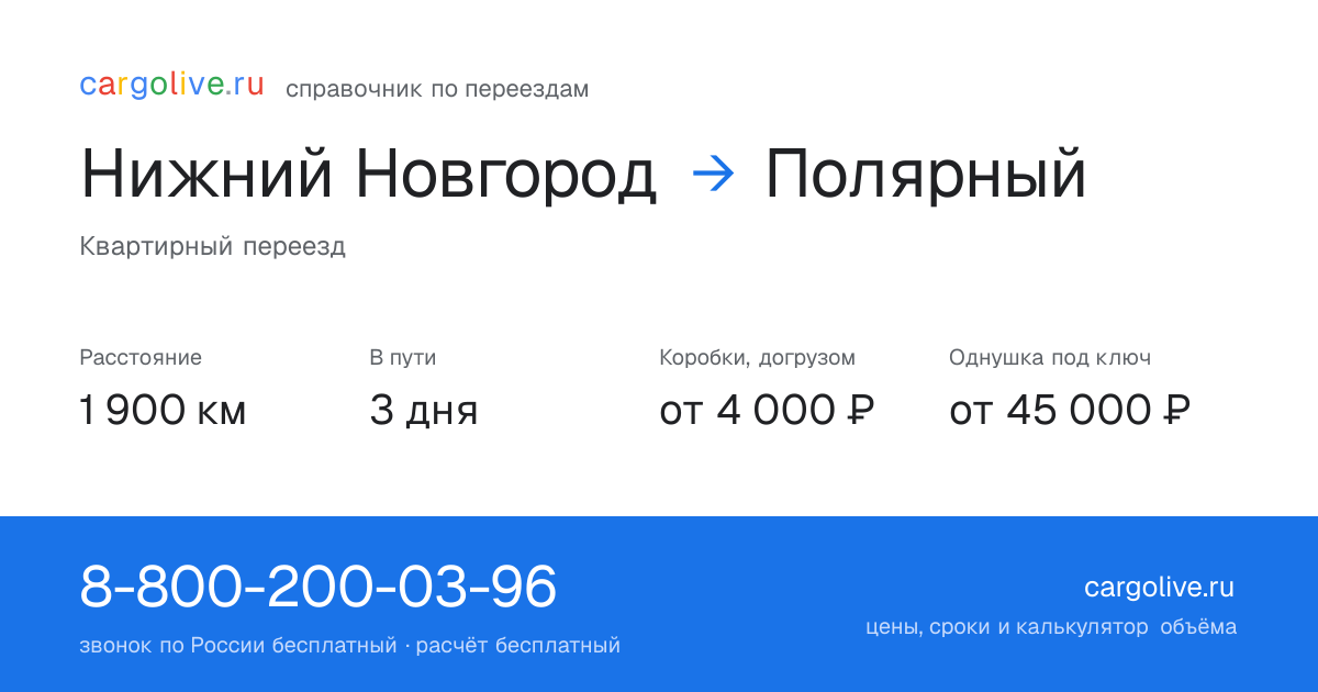 Переезд из Нижнего Новгорода в Полярный: 1 900 км, 3 дня в пути, от 4 000 ₽