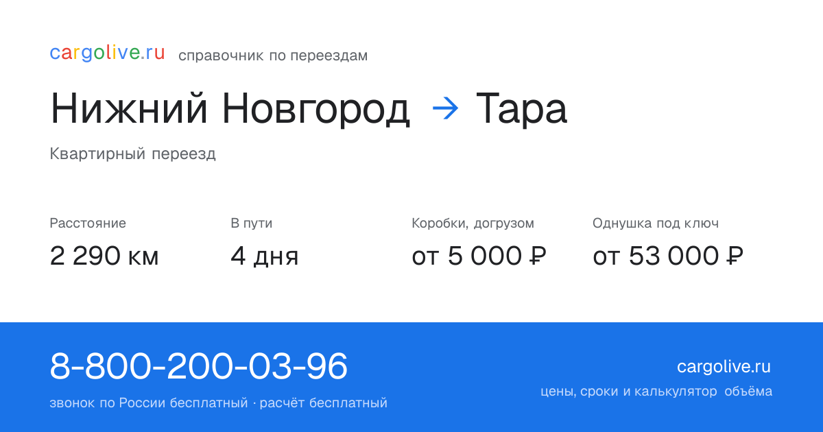 Переезд из Нижнего Новгорода в Тару: 2 290 км, 4 дня в пути, от 5 000 ₽