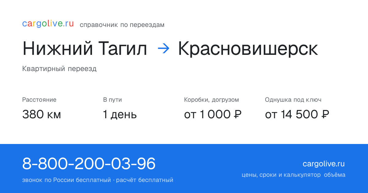 Переезд из Нижнего Тагила в Красновишерск: 380 км, 1 день в пути, от 2 000 ₽
