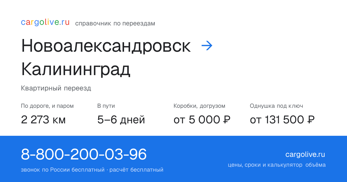Переезд из Новоалександровска в Калининград: 2 273 км по дороге и паром, 5–6 дней в пути, от 5 000 ₽