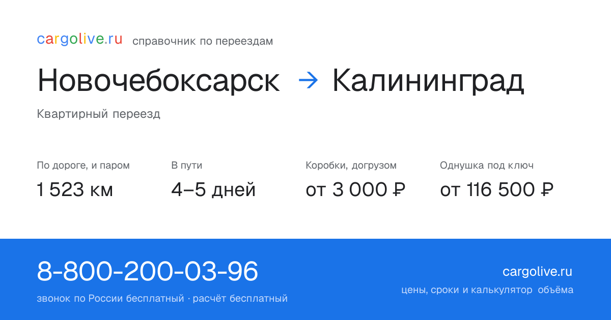 Переезд из Новочебоксарска в Калининград: 1 523 км по дороге и паром, 4–5 дней в пути, от 3 000 ₽