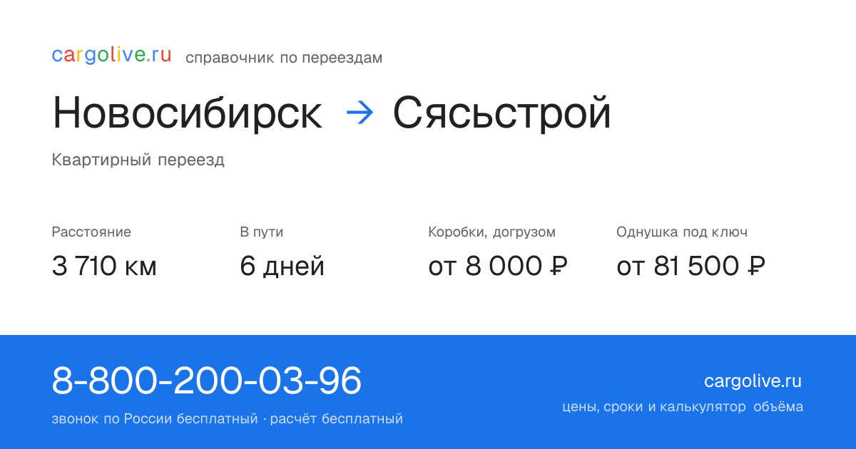 Переезд из Новосибирска в Сясьстрой: 3 710 км, 6 дней в пути, от 8 000 ₽