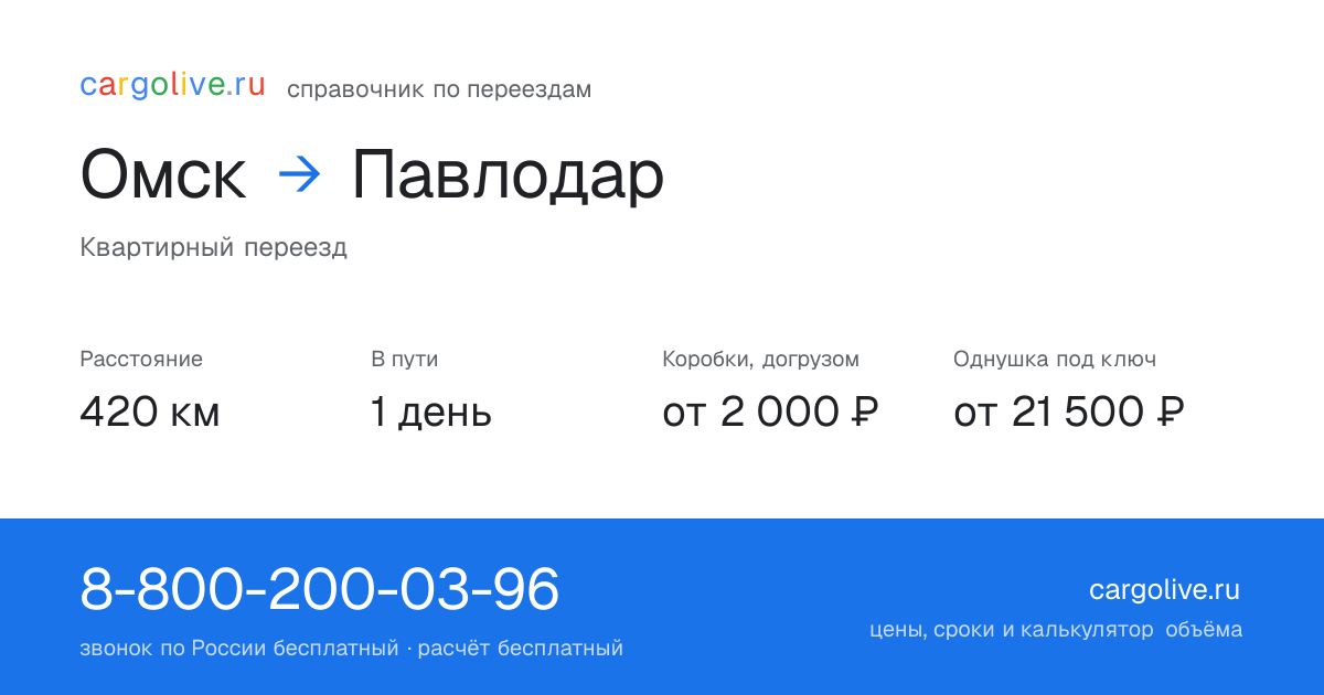 Переезд из Омска в Павлодар: 420 км, 1 день в пути, от 2 000 ₽