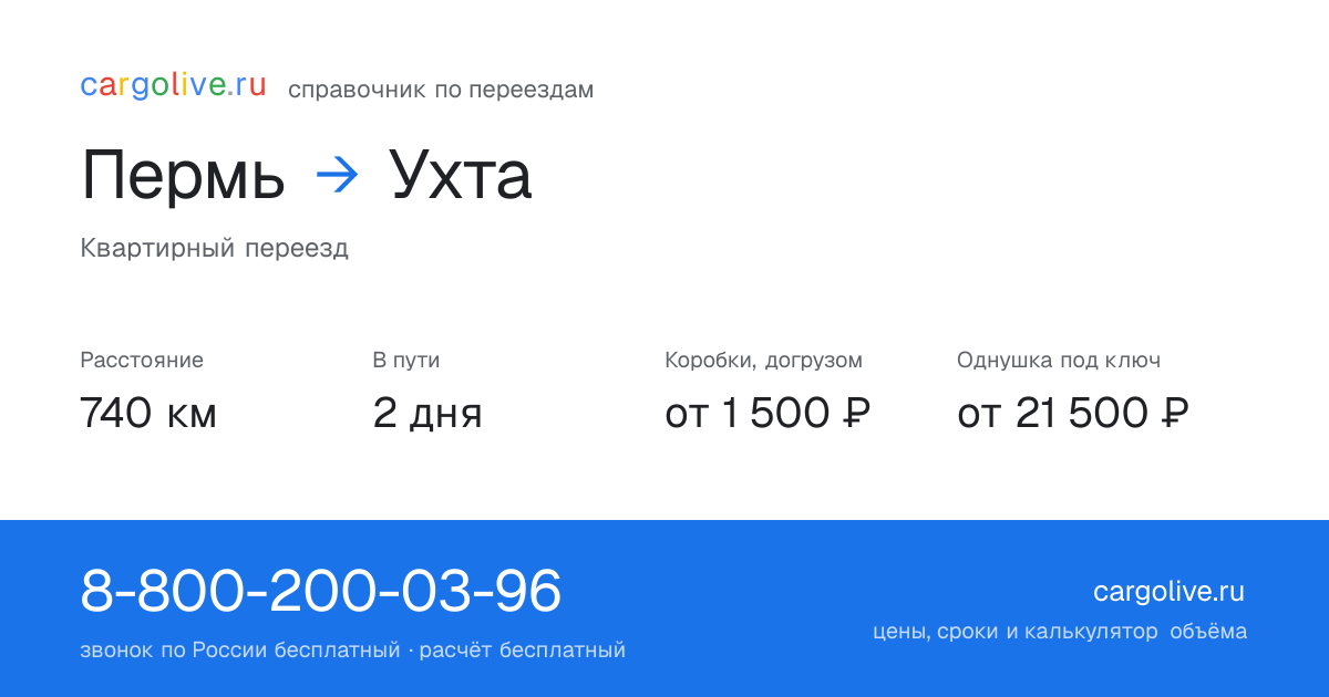 Переезд из Перми в Ухту: 740 км, 2 дня в пути, от 2 000 ₽