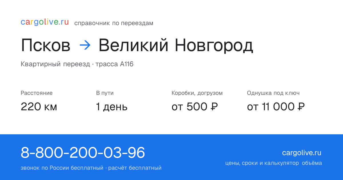 Переезд из Пскова в Великий Новгород: 220 км, 1 день в пути, от 2 000 ₽