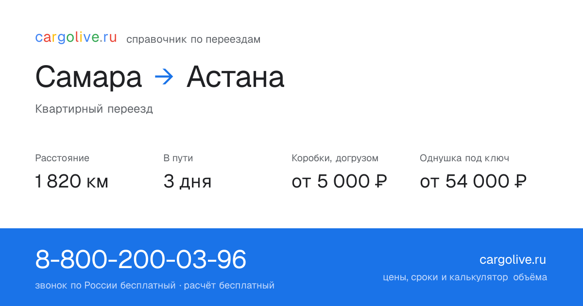 Переезд из Самары в Астану: 1 820 км, 3 дня в пути, от 5 000 ₽