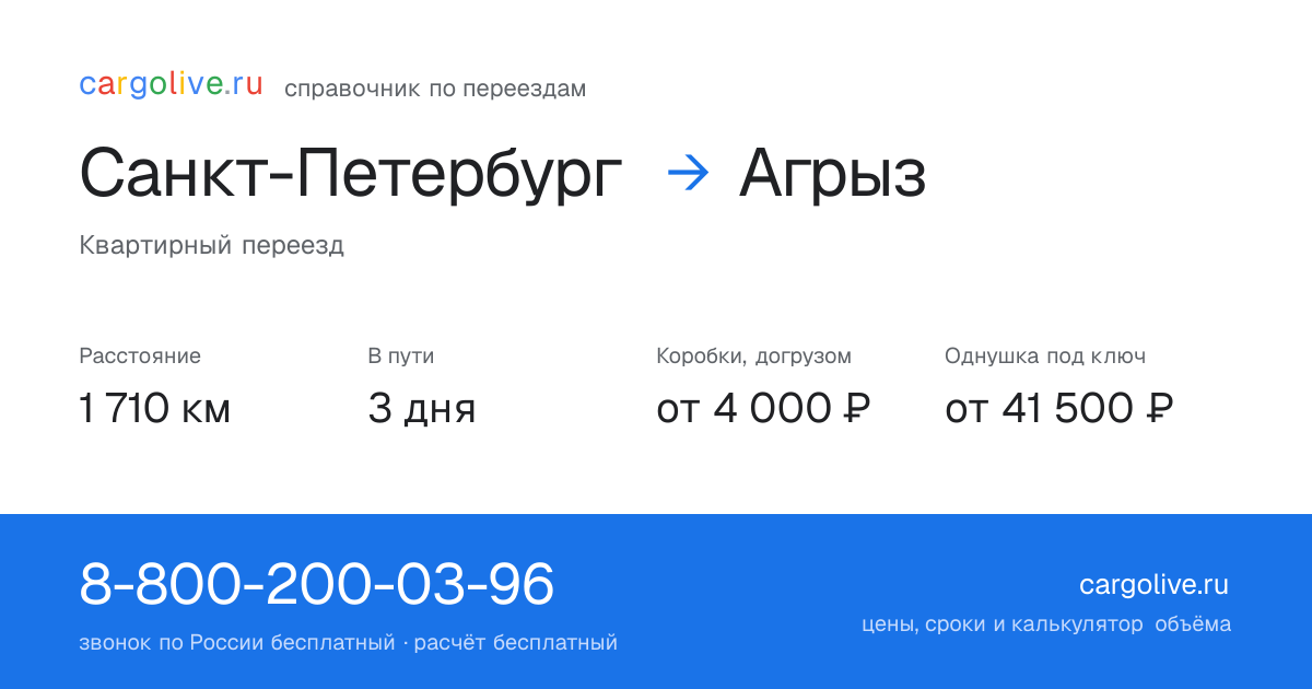Переезд из Санкт-Петербурга в Агрыз: 1 710 км, 3 дня в пути, от 4 000 ₽