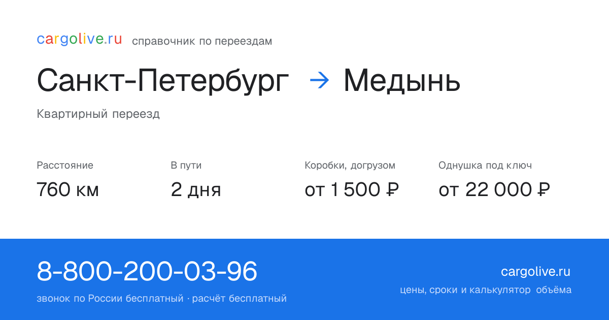 Переезд из Санкт-Петербурга в Медынь: 760 км, 2 дня в пути, от 2 000 ₽