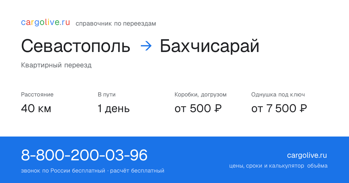 Переезд из Севастополя в Бахчисарай: 40 км, 1 день в пути, от 2 000 ₽