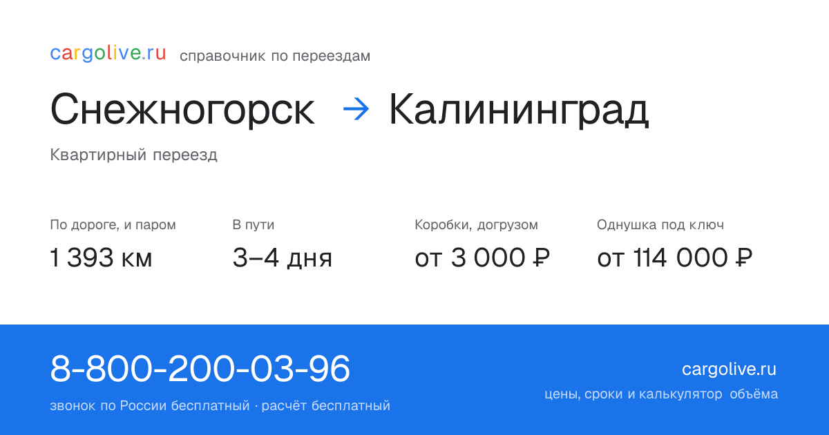Переезд из Снежногорска в Калининград: 1 393 км по дороге и паром, 3–4 дня в пути, от 3 000 ₽