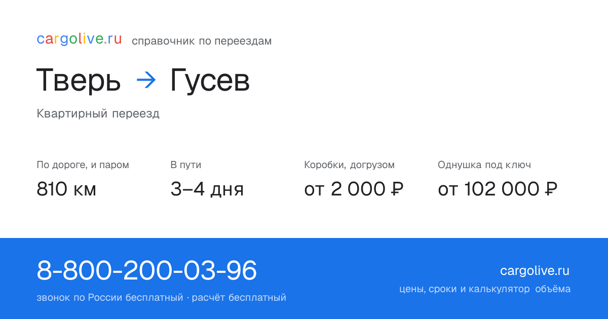 Переезд из Твери в Гусев: 810 км по дороге и паром, 3–4 дня в пути, от 2 000 ₽