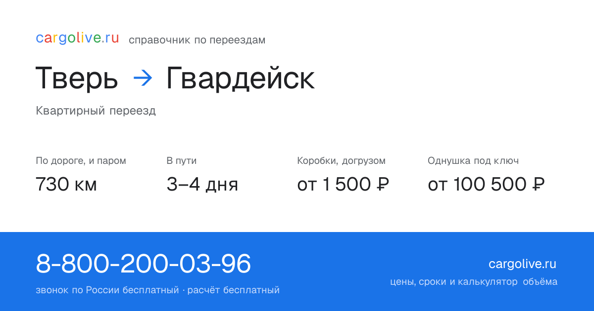 Переезд из Твери в Гвардейск: 730 км по дороге и паром, 3–4 дня в пути, от 2 000 ₽