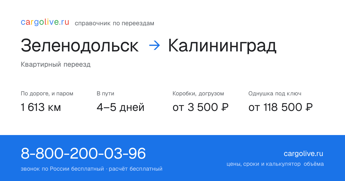 Переезд из Зеленодольска в Калининград: 1 613 км по дороге и паром, 4–5 дней в пути, от 3 500 ₽
